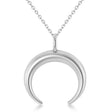 Crescent Moon Horn Pendant Necklace 14k White Gold