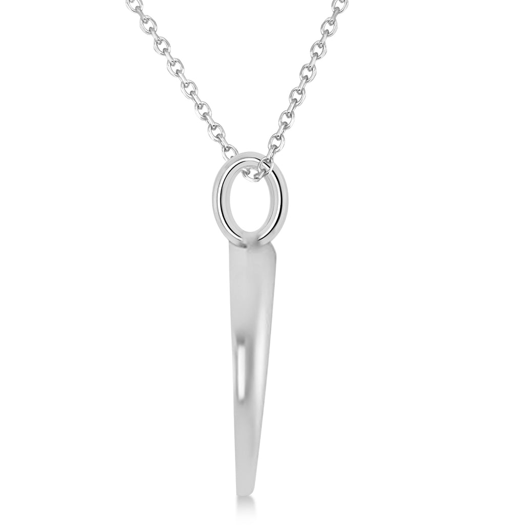 Crescent Moon Horn Pendant Necklace 14k White Gold