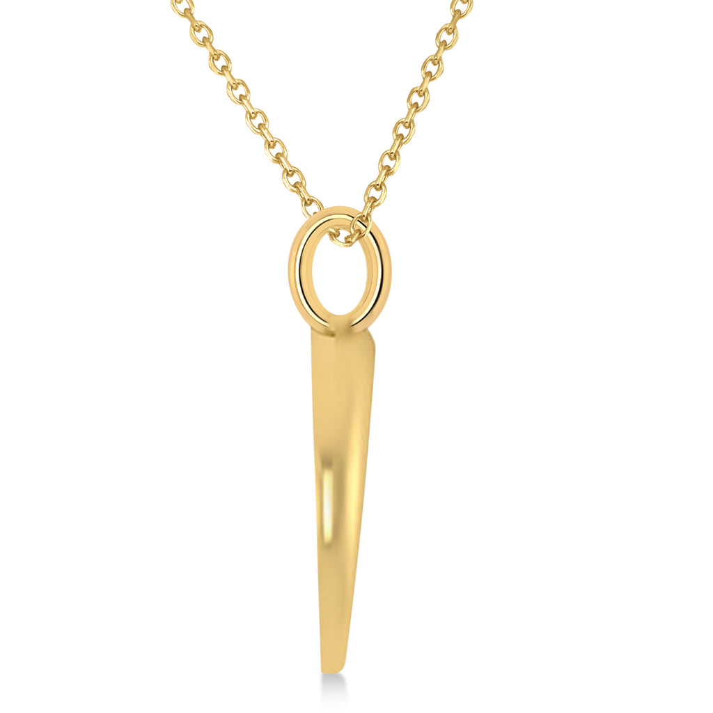 Crescent Moon Horn Pendant Necklace 14k Yellow Gold