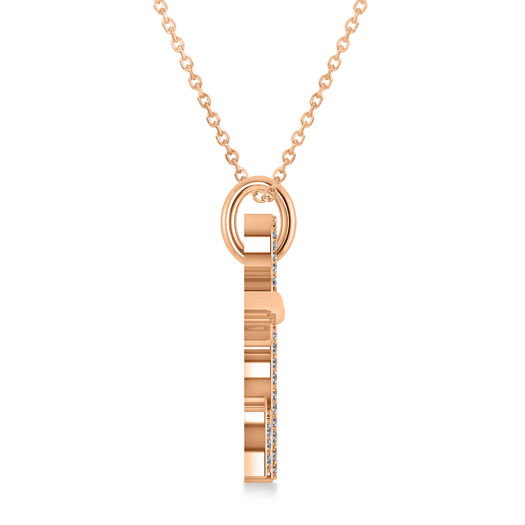 Lab Diamond Elephant Pendant Necklace 14k Rose Gold (0.34ct)