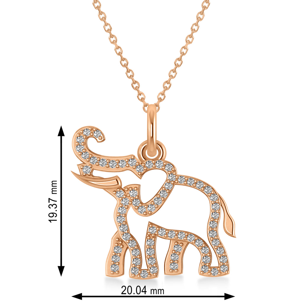 Lab Diamond Elephant Pendant Necklace 14k Rose Gold (0.34ct)