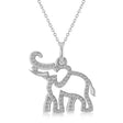Lab Diamond Elephant Pendant Necklace 14k White Gold (0.34ct)
