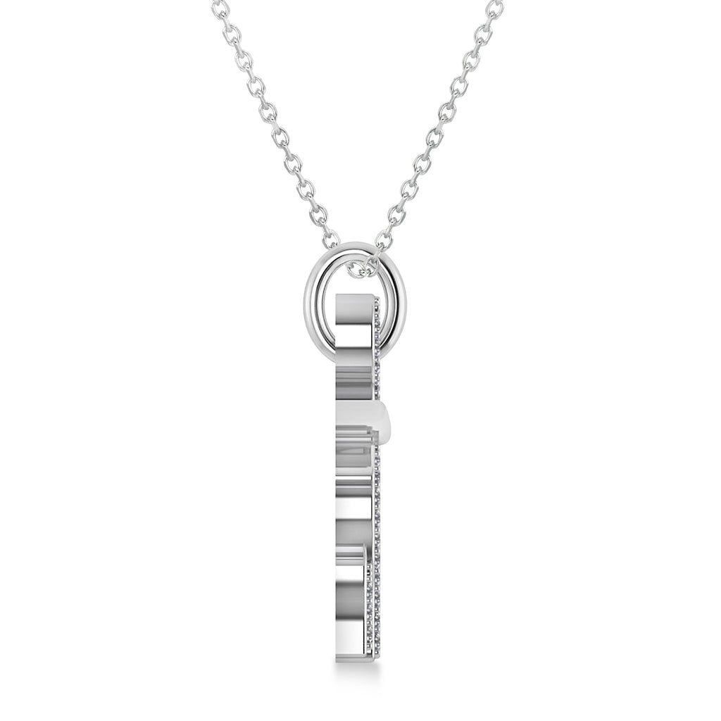 Lab Diamond Elephant Pendant Necklace 14k White Gold (0.34ct)