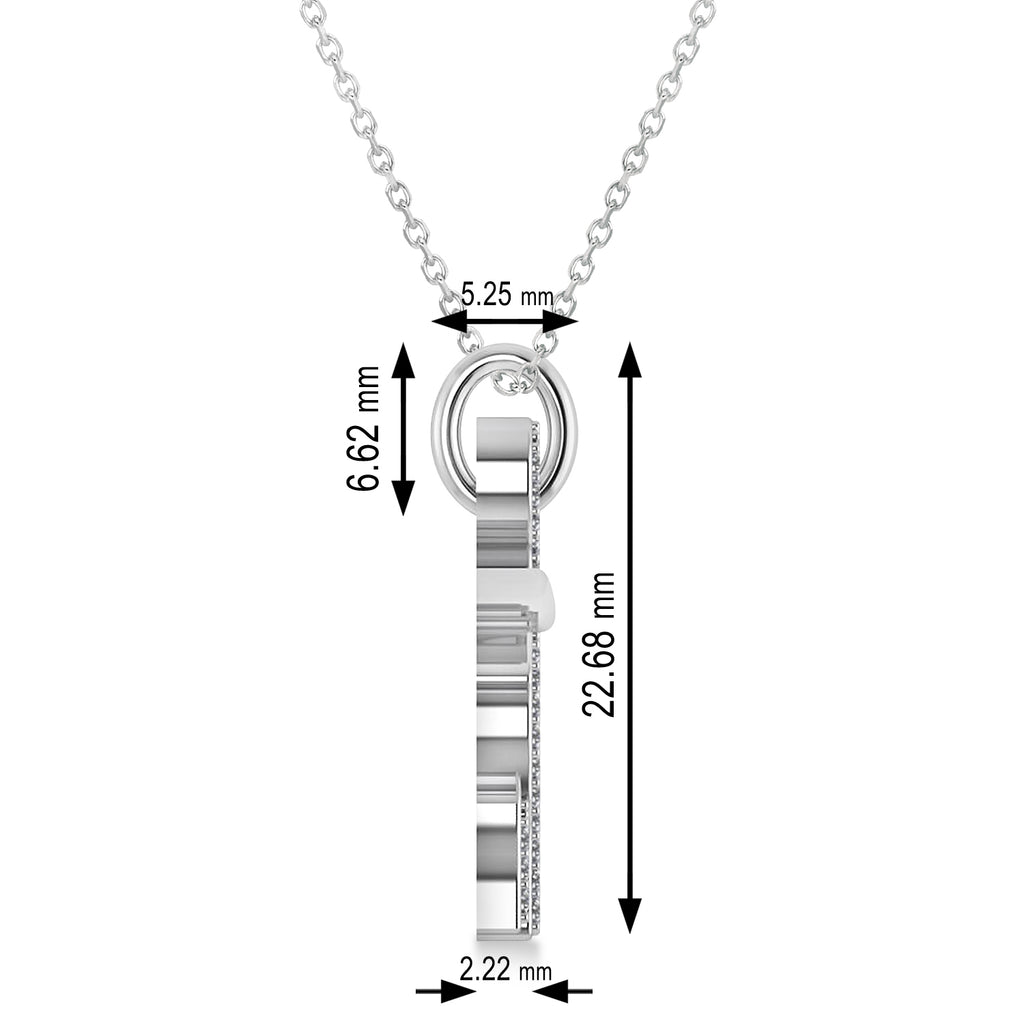 Diamond Elephant Pendant Necklace 14k White Gold (0.34ct)