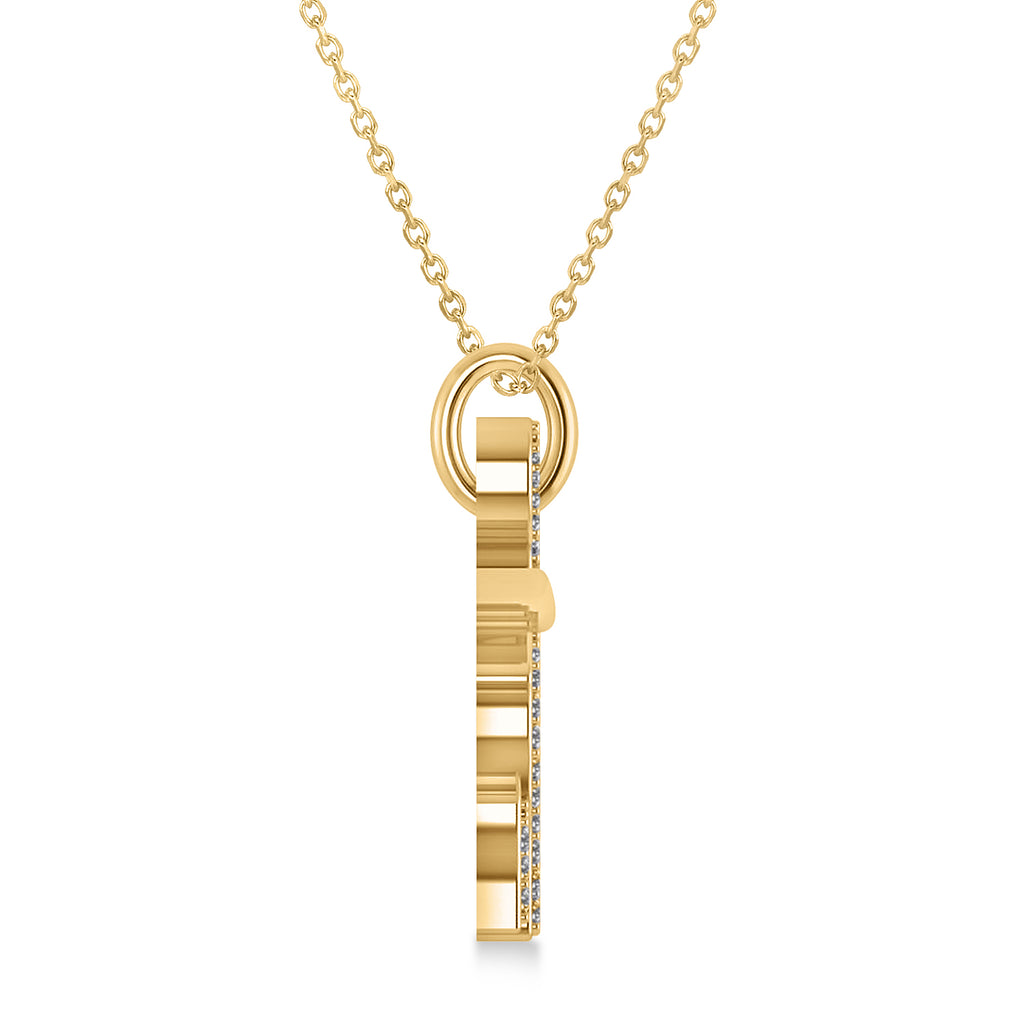 Lab Diamond Elephant Pendant Necklace 14k Yellow Gold (0.34ct)
