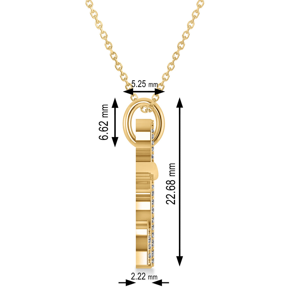 Diamond Elephant Pendant Necklace 14k Yellow Gold (0.34ct)