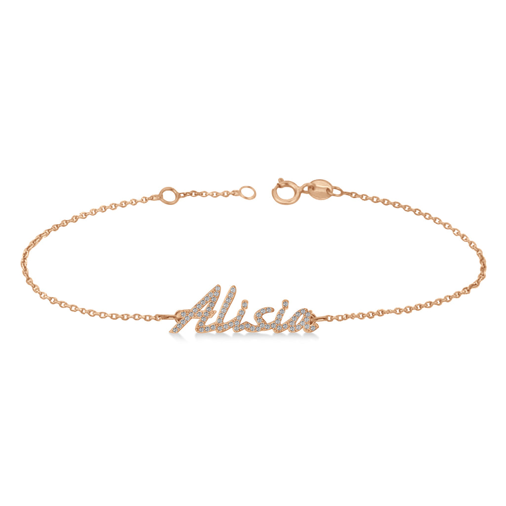Personalized Diamond Name Anklet 14k Rose Gold