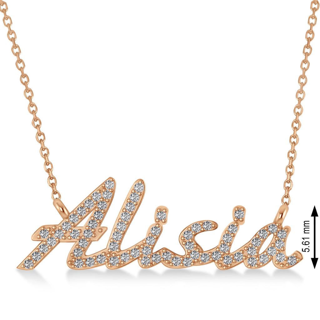 Personalized Lab Diamond Name Pendant Necklace 14k Rose Gold