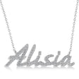 Personalized Lab Diamond Name Pendant Necklace 14k White Gold