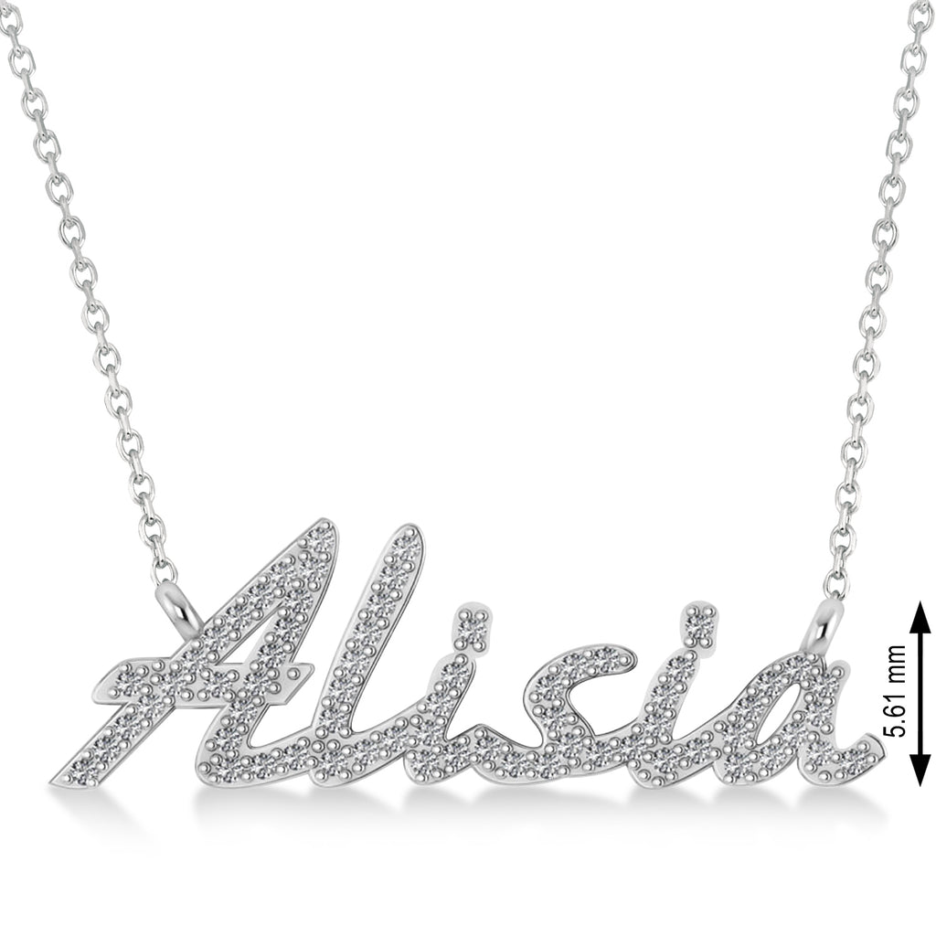 Personalized Lab Grown Diamond Name Pendant Necklace 14k White Gold
