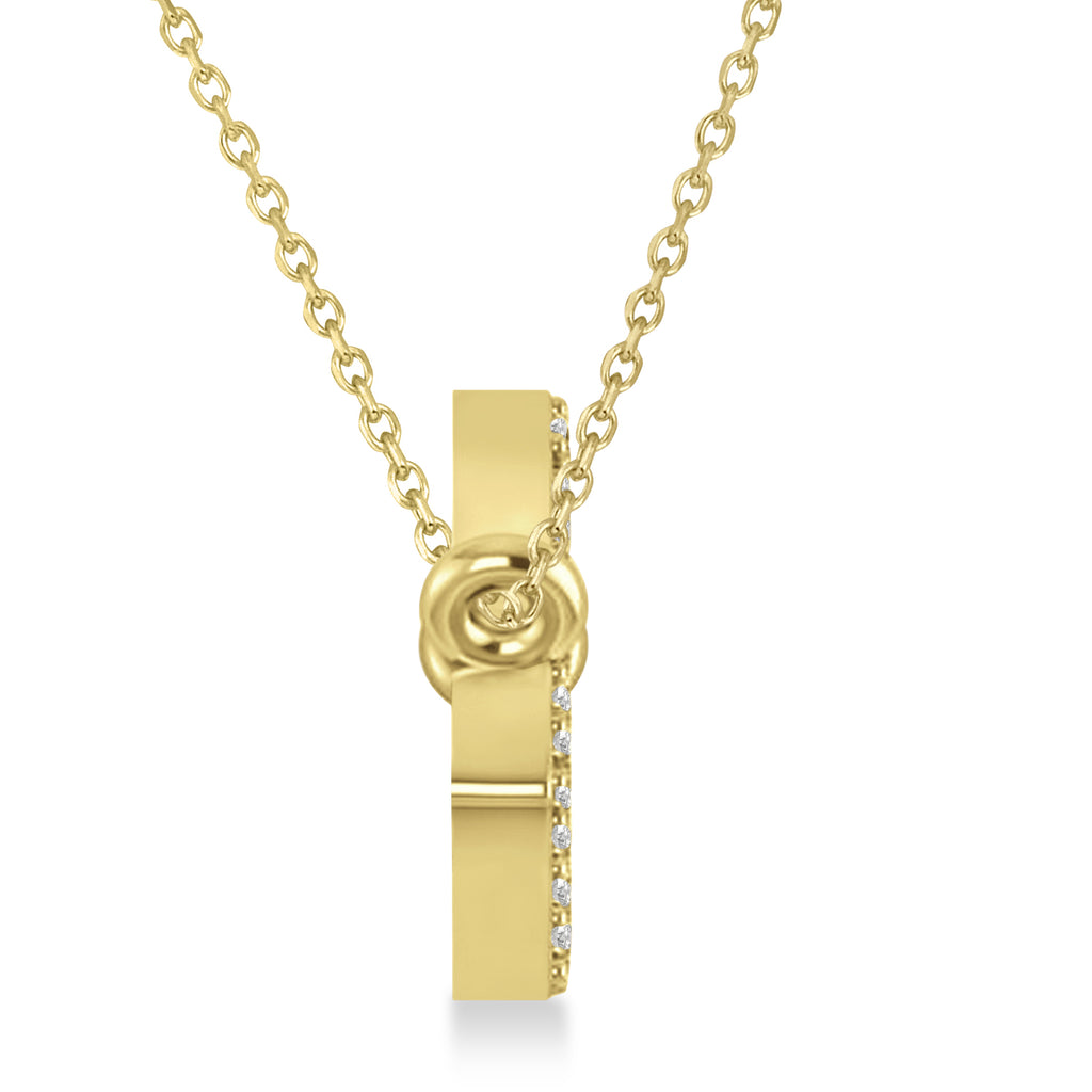 Personalized Lab Diamond Name Pendant Necklace 14k Yellow Gold