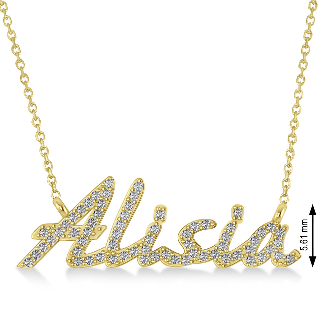 Personalized Lab Diamond Name Pendant Necklace 14k Yellow Gold