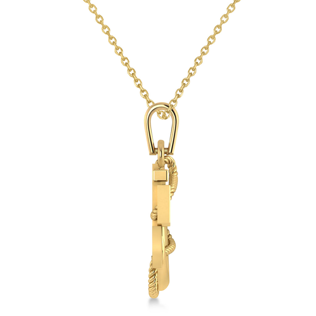 Men's United States Navy Anchor Pendant Necklace 14k Yellow Gold