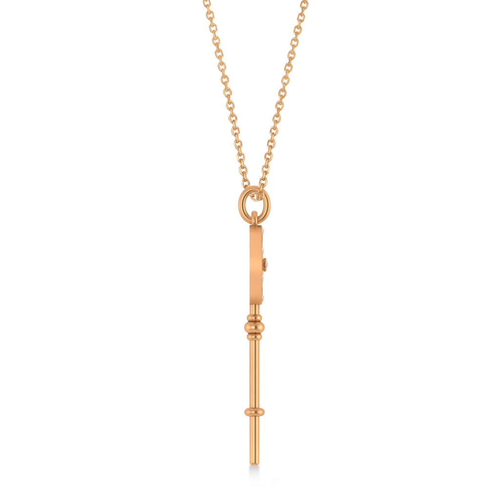 Diamond Compass Key Pendant 14k Rose Gold (0.08 ctw)