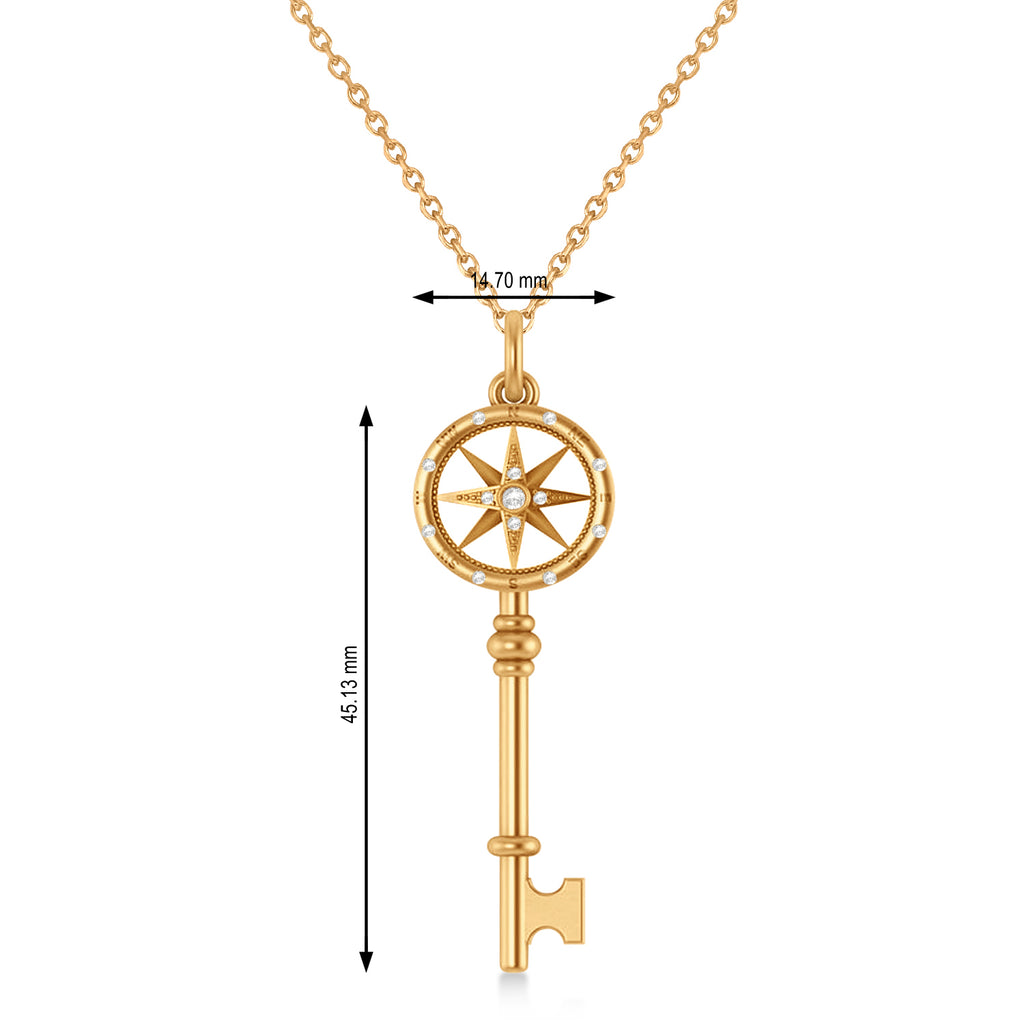 Diamond Compass Key Pendant 14k Rose Gold (0.08 ctw)