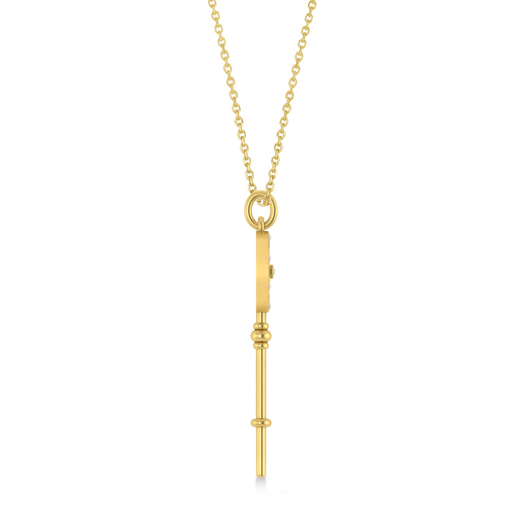 Diamond Compass Key Pendant 14k Yellow Gold (0.08 ctw)