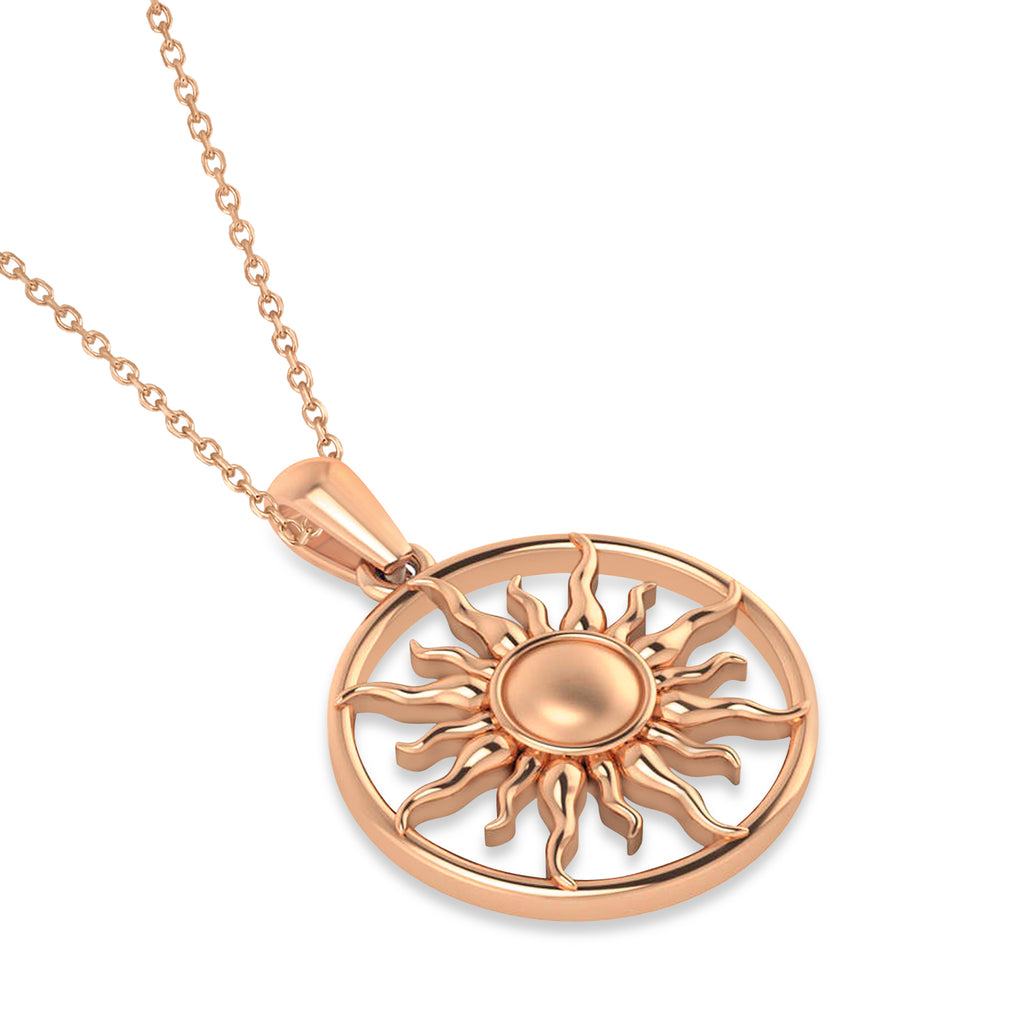 Summertime Sun Circle Pendant Necklace 14k Rose Gold