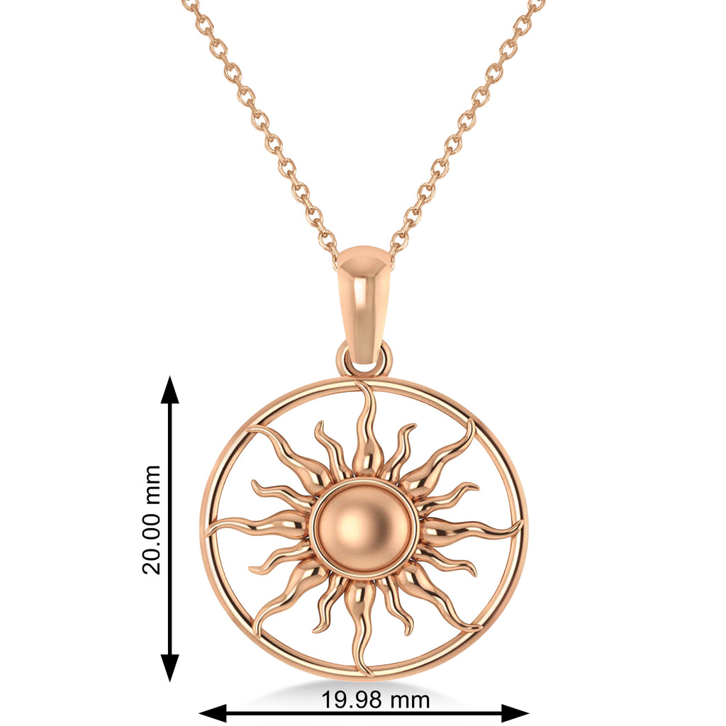 Summertime Sun Circle Pendant Necklace 14k Rose Gold