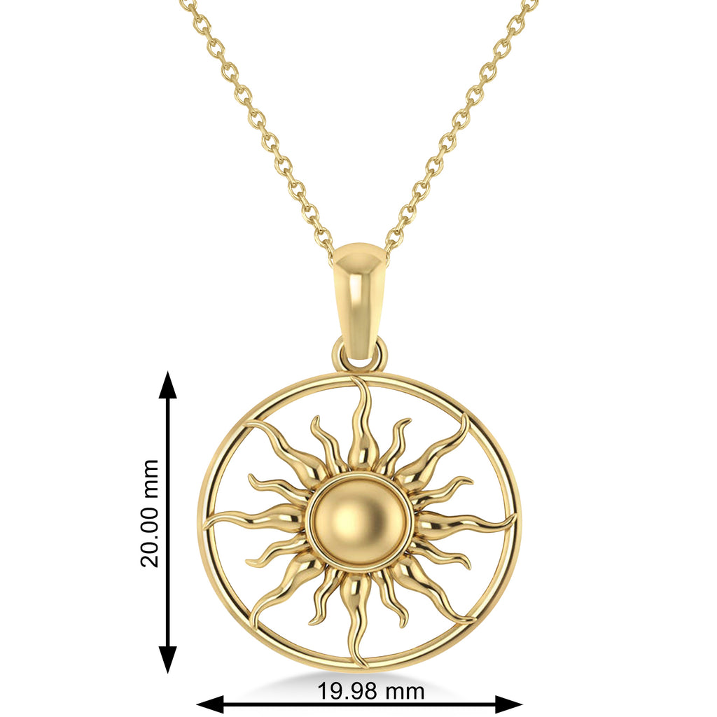 Summertime Sun Circle Pendant Necklace 14k Yellow Gold