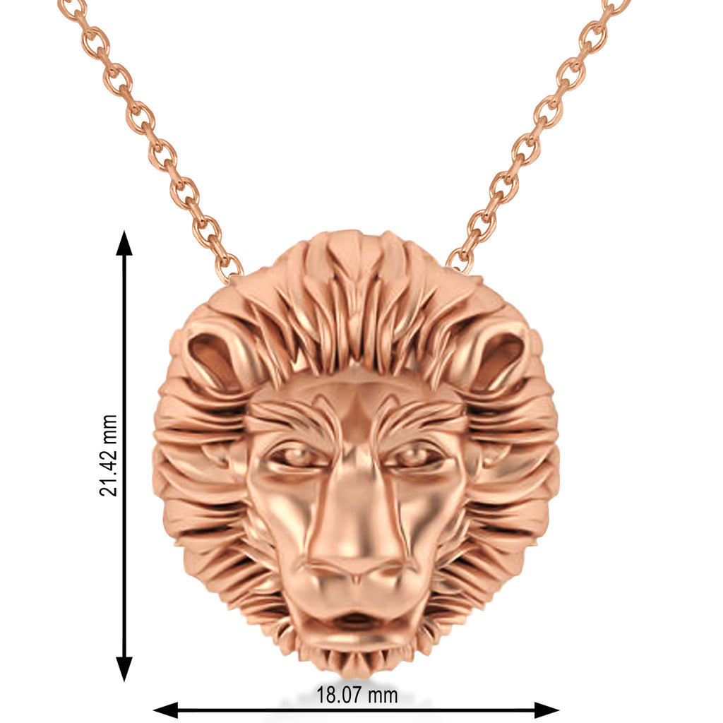 Lion's Head Pendant Necklace 14k Rose Gold