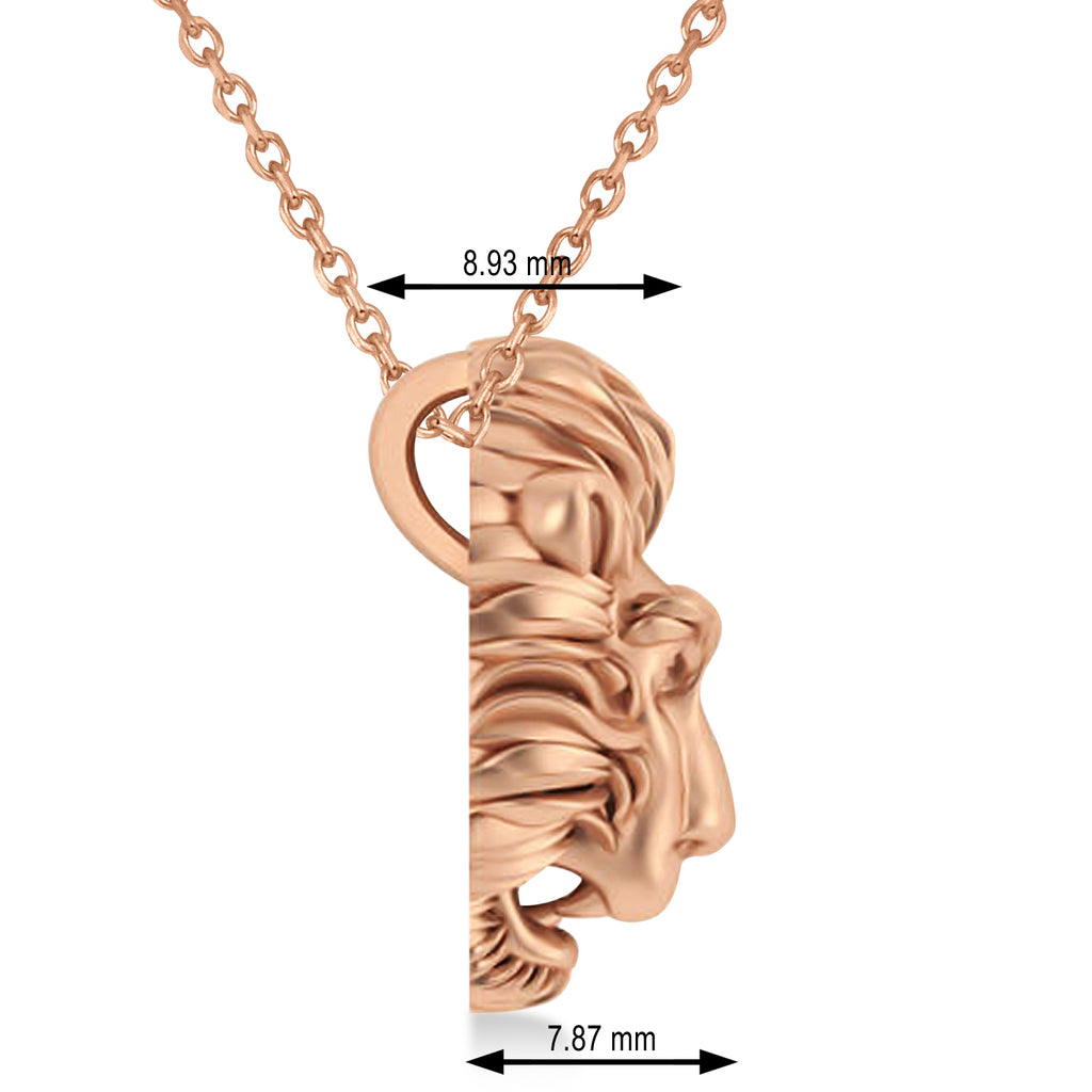 Lion's Head Pendant Necklace 14k Rose Gold