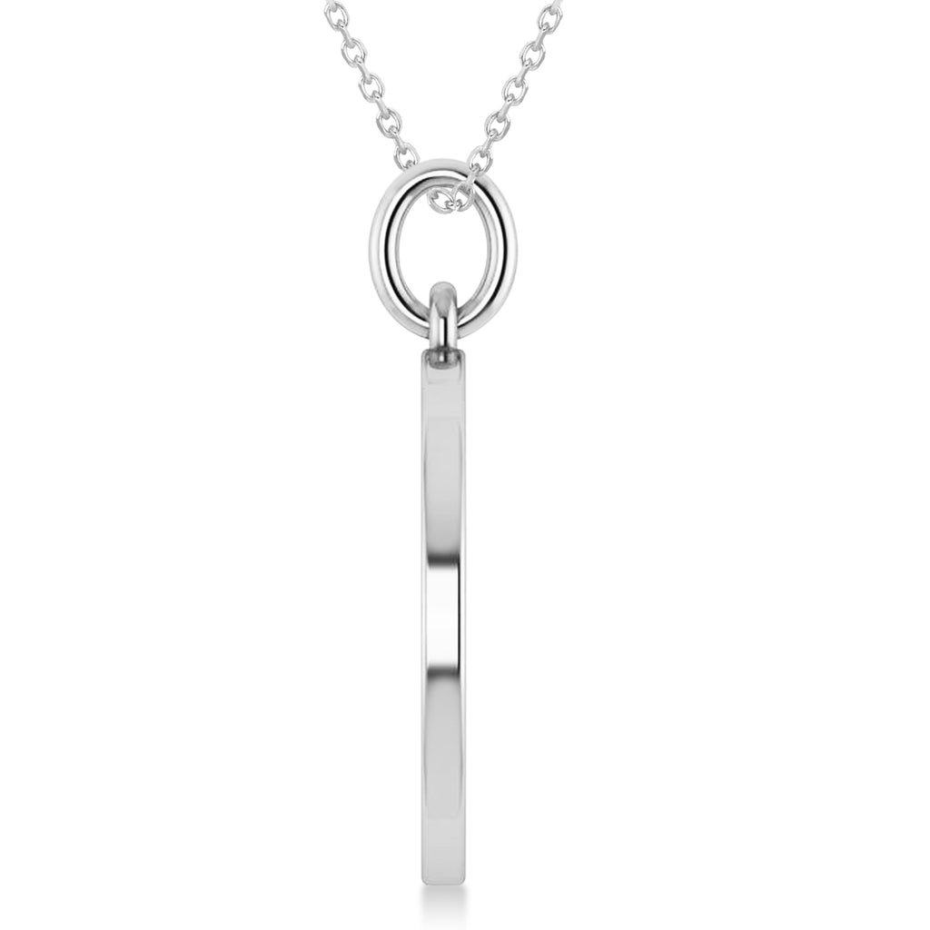 Aquarius Coin Zodiac Pendant Necklace 14k White Gold