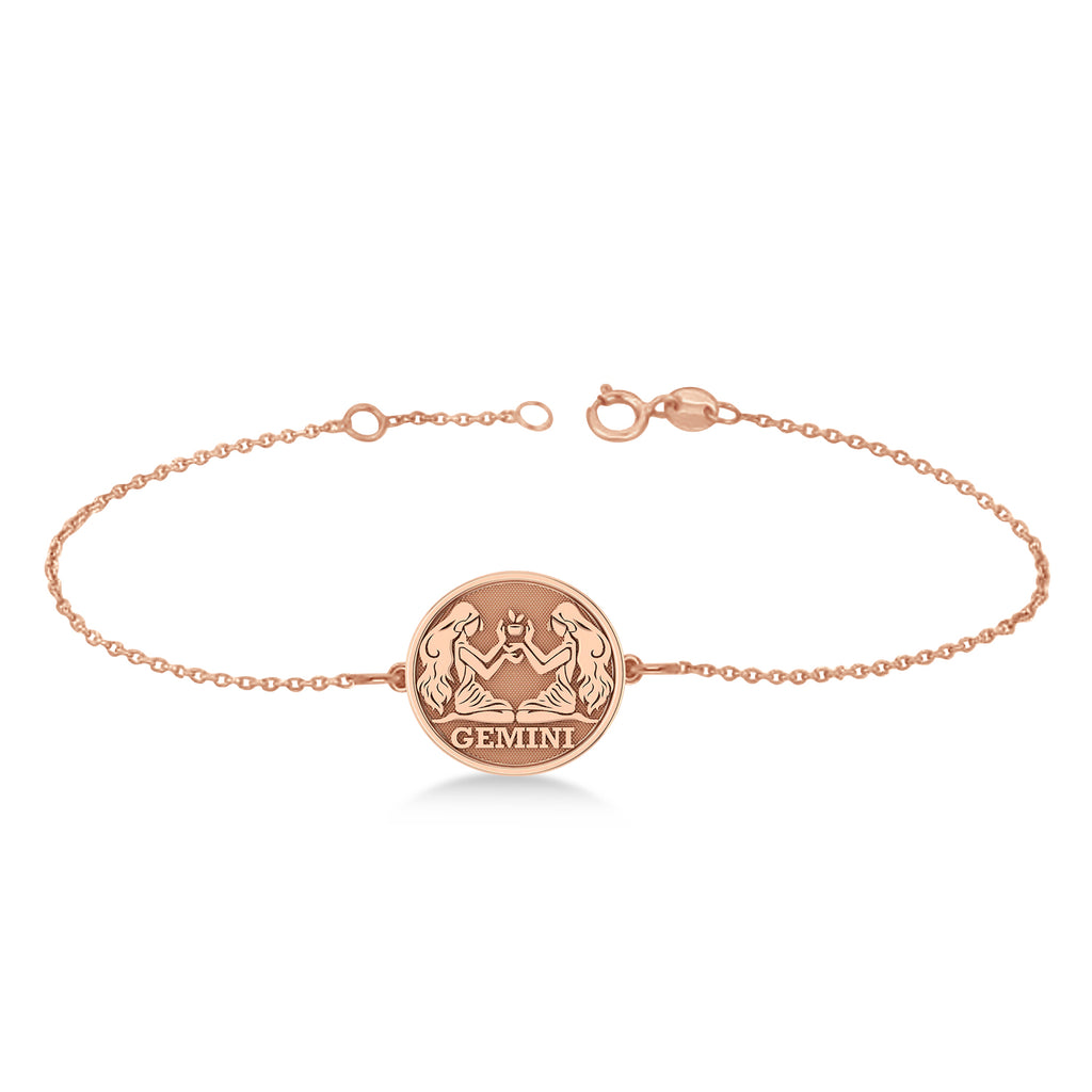 Gemini Coin Zodiac Bracelet 14k Rose Gold
