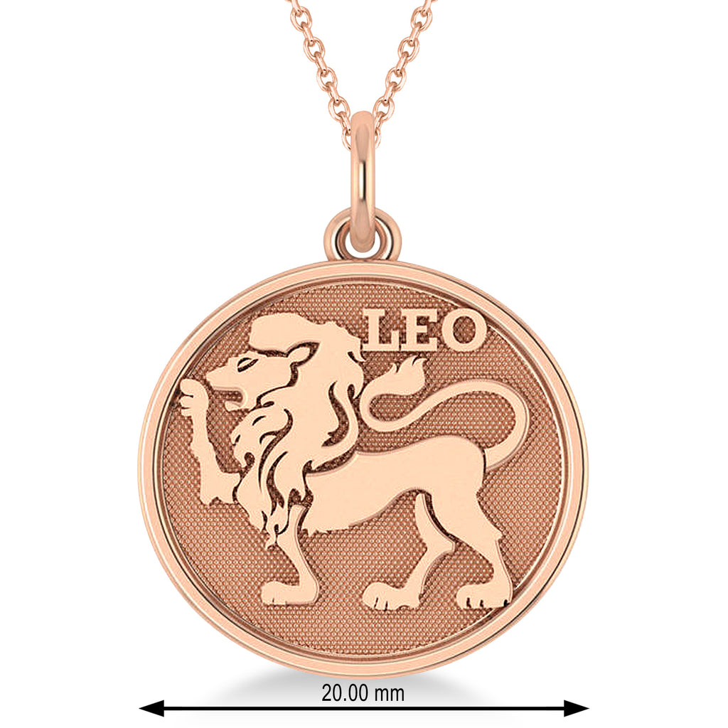 Leo Coin Zodiac Pendant Necklace 14k Rose Gold