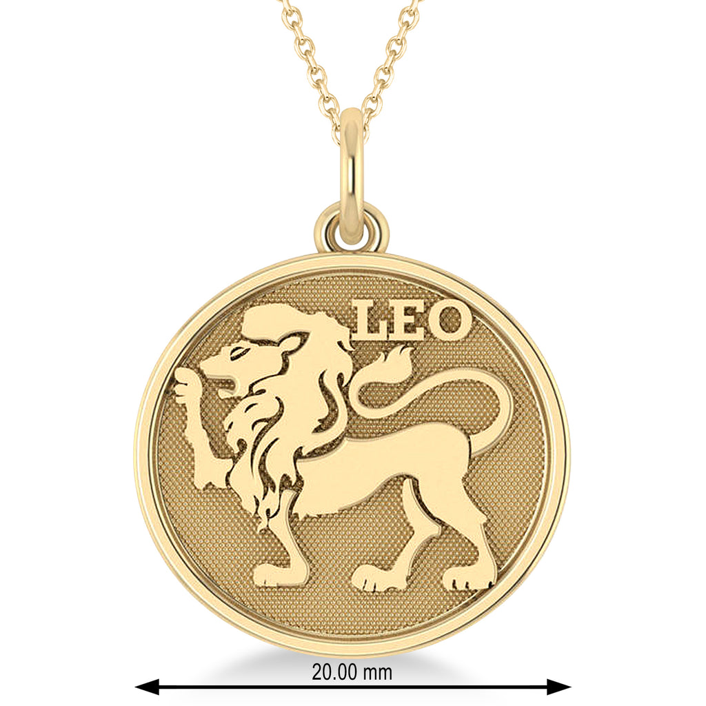 Leo Coin Zodiac Pendant Necklace 14k Yellow Gold
