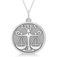 Libra Coin Zodiac Pendant Necklace 14k White Gold
