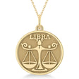 Libra Coin Zodiac Pendant Necklace 14k Yellow Gold