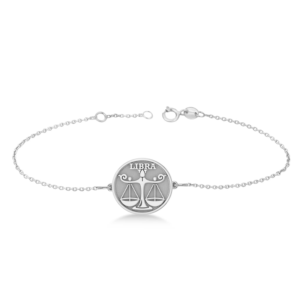 Libra Coin Zodiac Bracelet 14k White Gold