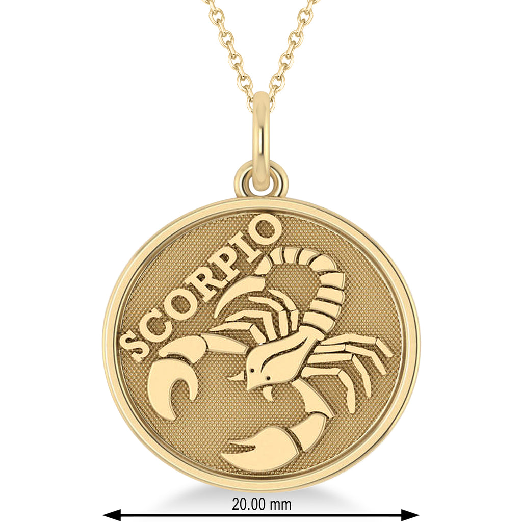 Scorpio Coin Zodiac Pendant Necklace 14k Yellow Gold