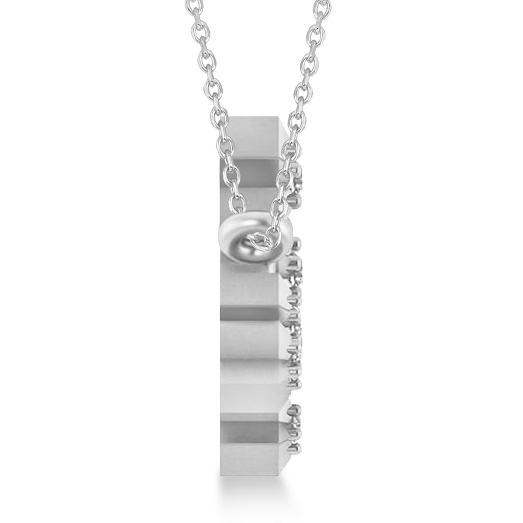 Diamond Aries Zodiac Constellation Star Necklace 14k White Gold (0.07ct)