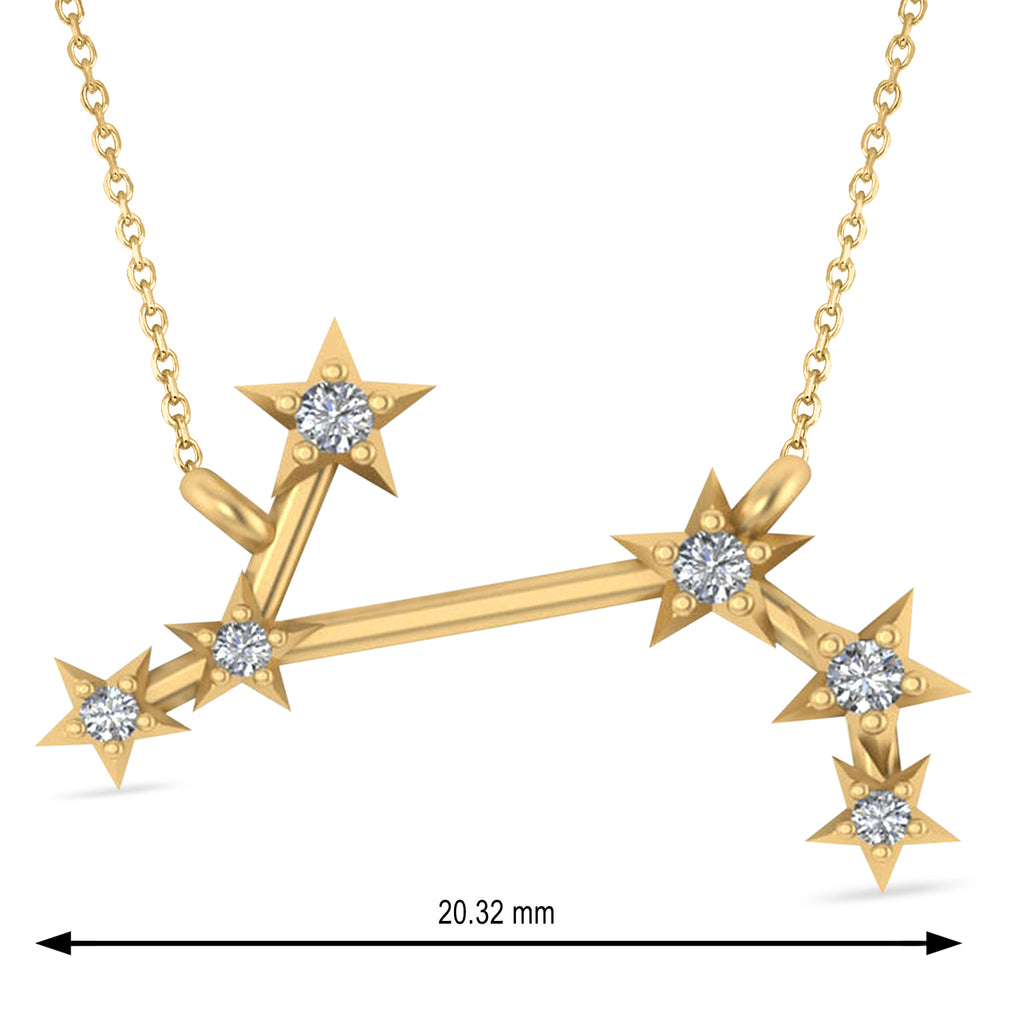 Diamond Aries Zodiac Constellation Star Necklace 14k Yellow Gold (0.07ct)