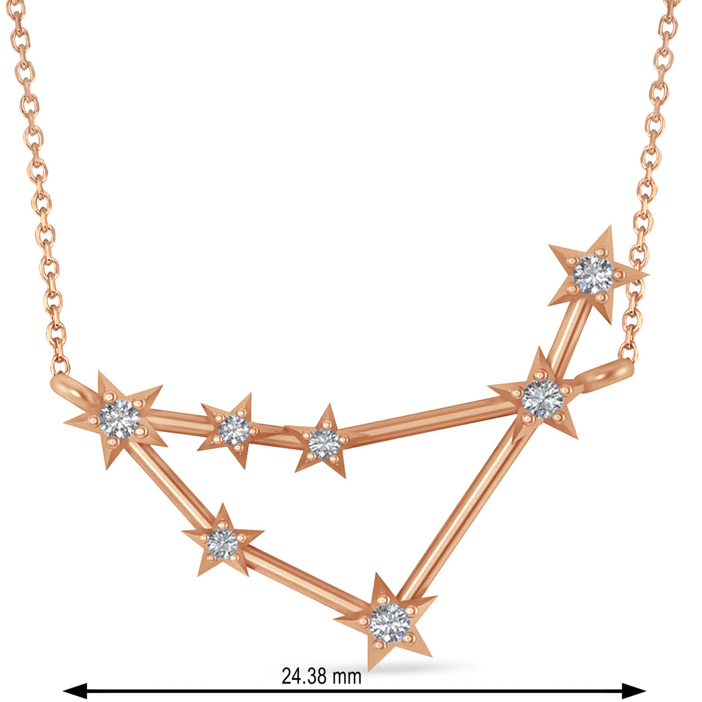 Diamond Capricorn Zodiac Constellation Star Necklace 14k Rose Gold (0.11ct)