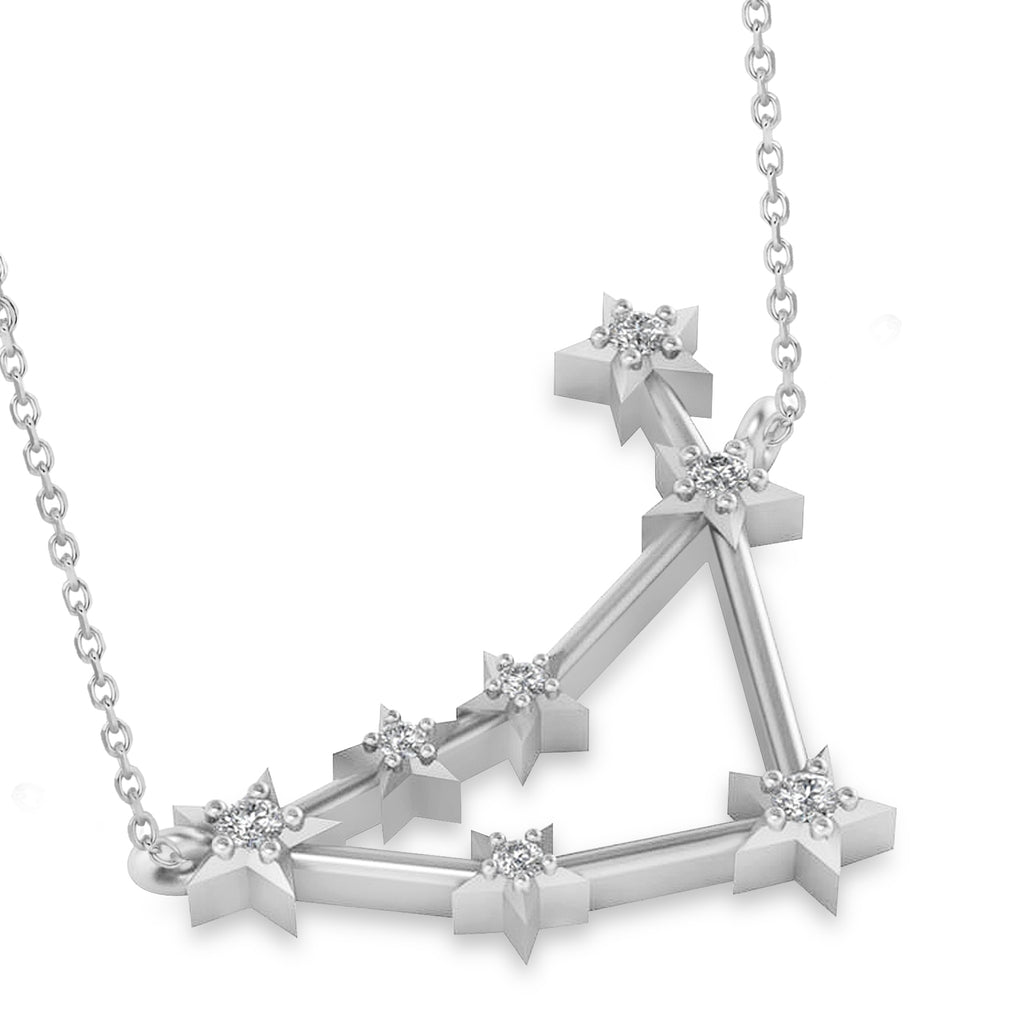 Diamond Capricorn Zodiac Constellation Star Necklace 14k White Gold (0.11ct)