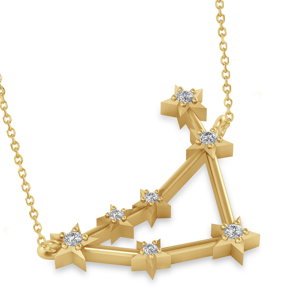 Diamond Capricorn Zodiac Constellation Star Necklace 14k Yellow Gold (0.11ct)