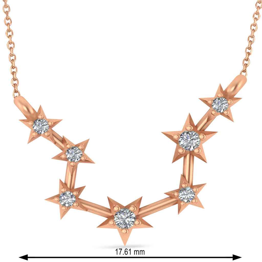 Diamond Aquarius Zodiac Constellation Star Necklace 14k Rose Gold (0.9 ct)