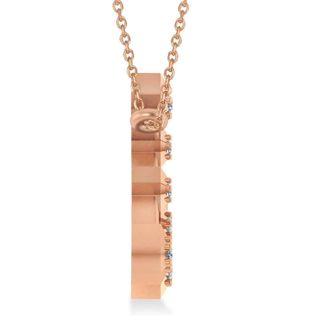 Diamond Pisces Zodiac Constellation Star Necklace 14k Rose Gold (0.10 ct)