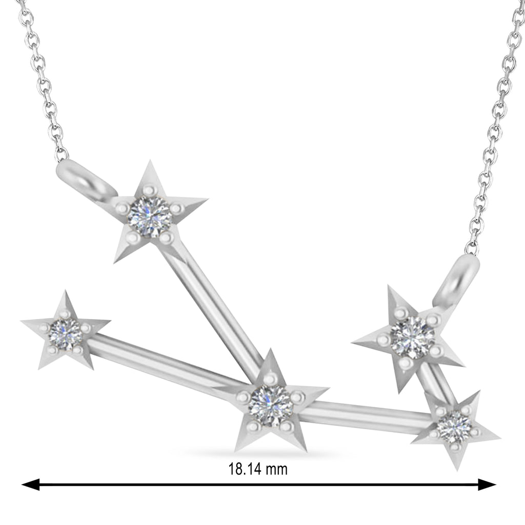 Diamond Taurus Zodiac Constellation Star Necklace 14k White Gold (0.07ct)