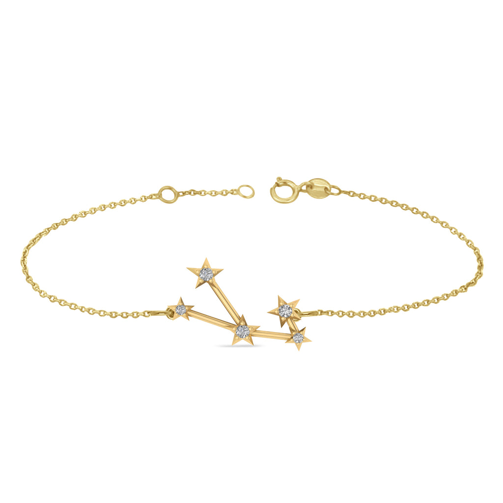 Diamond Taurus Zodiac Constellation Star Bracelet 14k Yellow Gold (0.07ct)