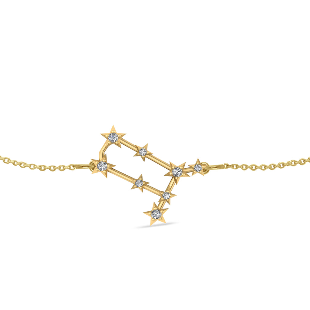 Diamond Gemini Zodiac Constellation Star Bracelet 14k Yellow Gold (0.12ct)