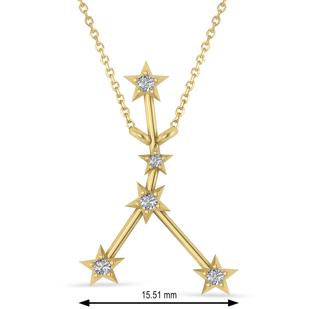Diamond Cancer Zodiac Constellation Star Necklace 14k Yellow Gold (0.09ct)
