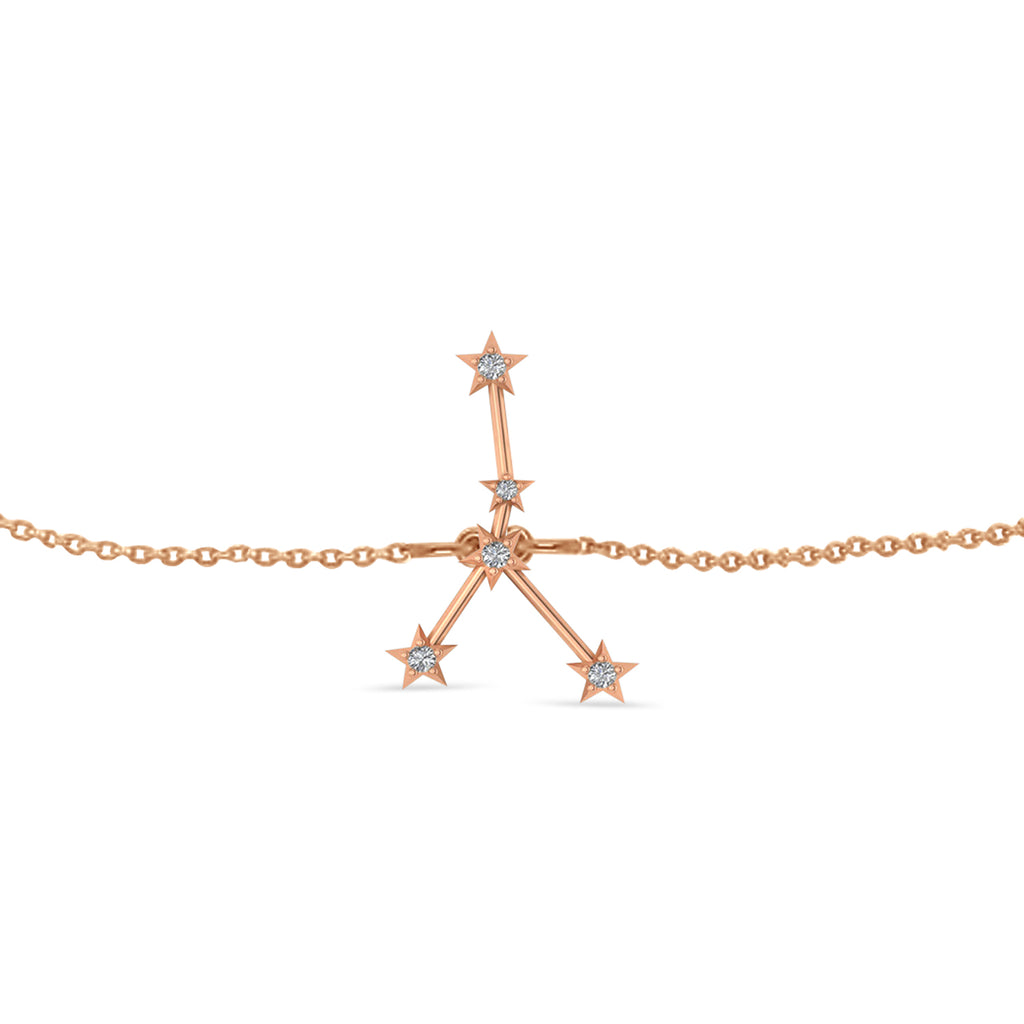 Diamond Cancer Zodiac Constellation Star Bracelet 14k Rose Gold (0.09ct)