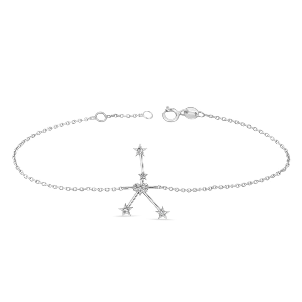 Diamond Cancer Zodiac Constellation Star Bracelet 14k White Gold (0.09ct)