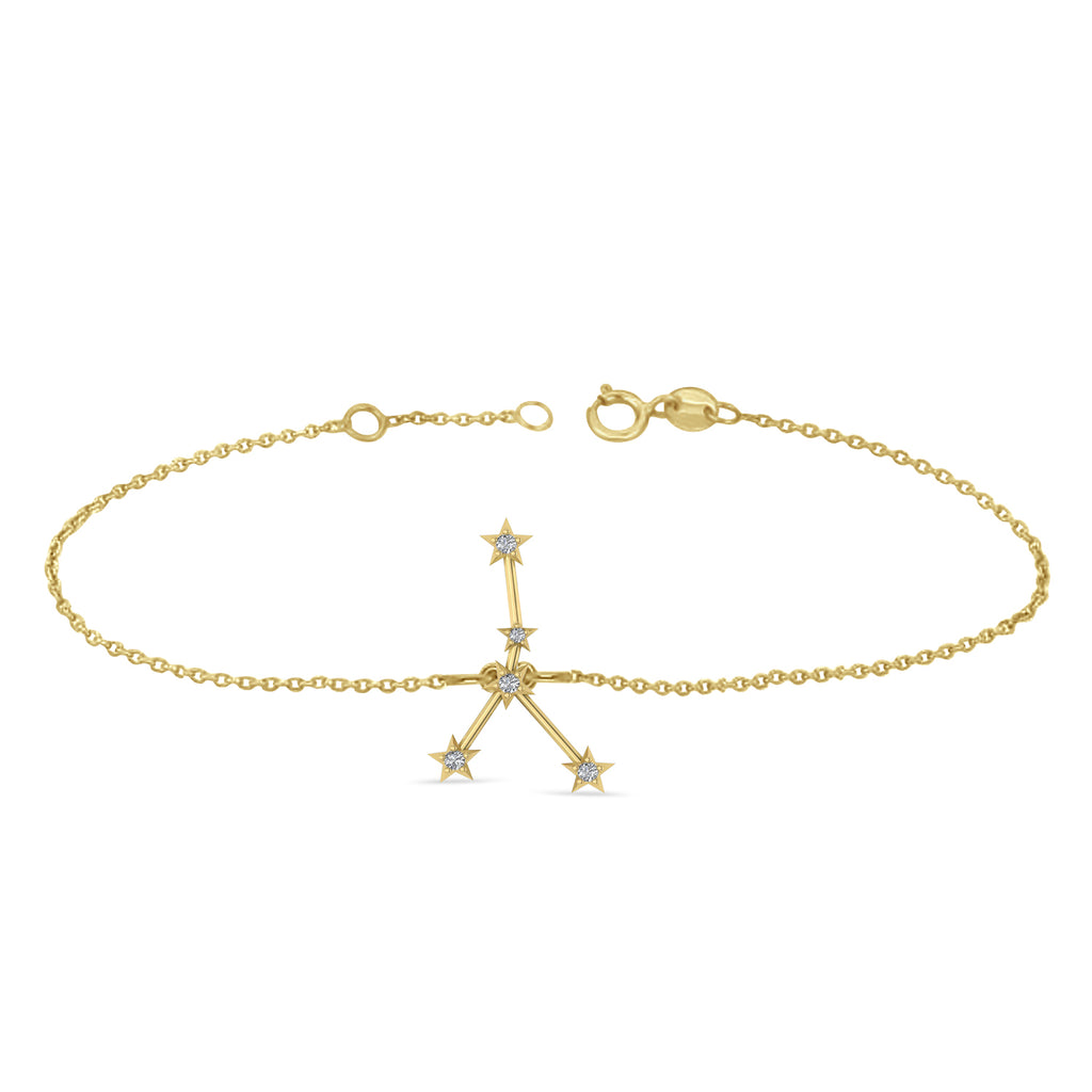 Diamond Cancer Zodiac Constellation Star Bracelet 14k Yellow Gold (0.09ct)