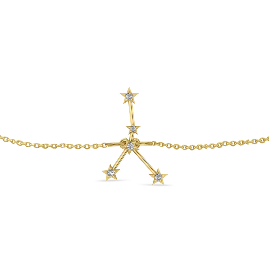 Diamond Cancer Zodiac Constellation Star Bracelet 14k Yellow Gold (0.09ct)