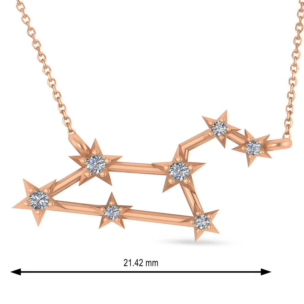Diamond Leo Zodiac Constellation Star Necklace 14k Rose Gold (0.10ct)