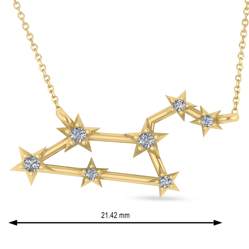 Diamond Leo Zodiac Constellation Star Necklace 14k Yellow Gold (0.10ct)